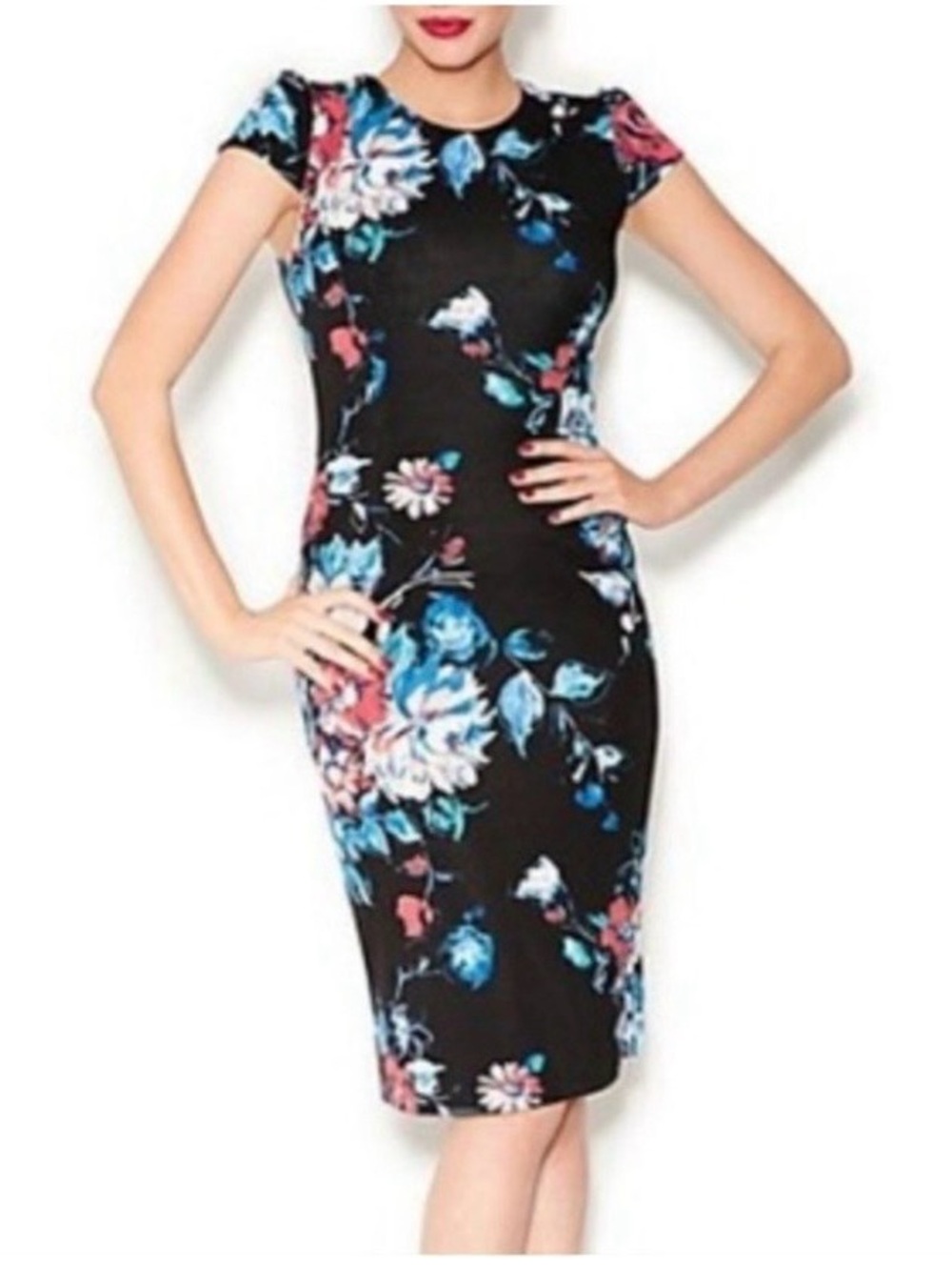 Betsey Johnson Black Dress with Vibrant Floral Design size 6